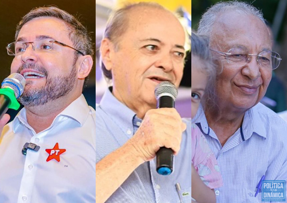 Fábio, Sílvio e Pessoa: o ex-prefeito venceria seus adversários ainda no primeiro turno, segundo aferições mais recentes (imagens: Instagram)